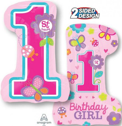 28"  #1 st Birthday Girl  2 sided