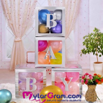 30cm Balloon Box Silver Holographic Baby-4pcs set