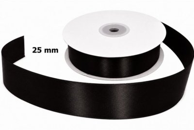 Satin Ribbon Black 25mm x 50m