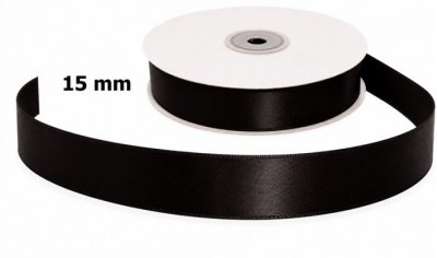 Satin Ribbon Black 15mm x 50m